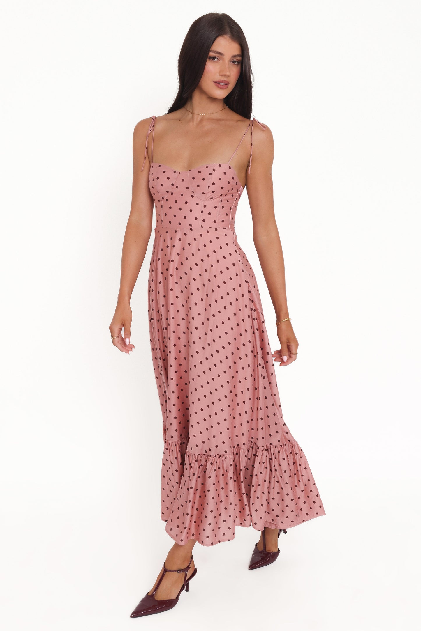 Ayana Midi Dress - Pink Polka Dot