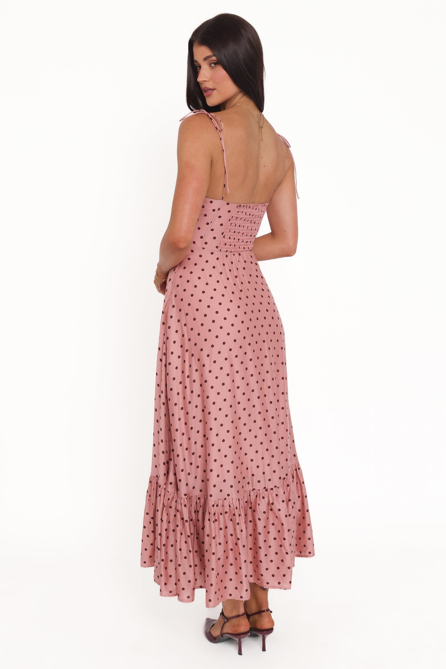 Ayana Midi Dress - Pink Polka Dot