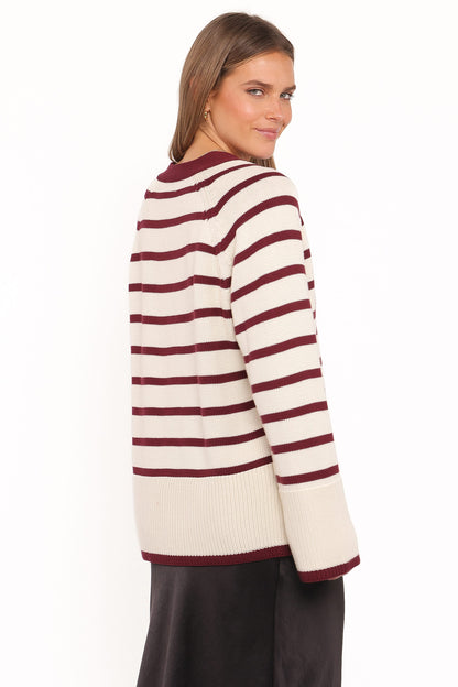 Aydee Cardigan - Cherry Stripe