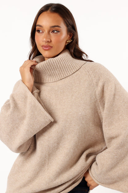Bindy Cowlneck Knit Sweater - Oatmeal
