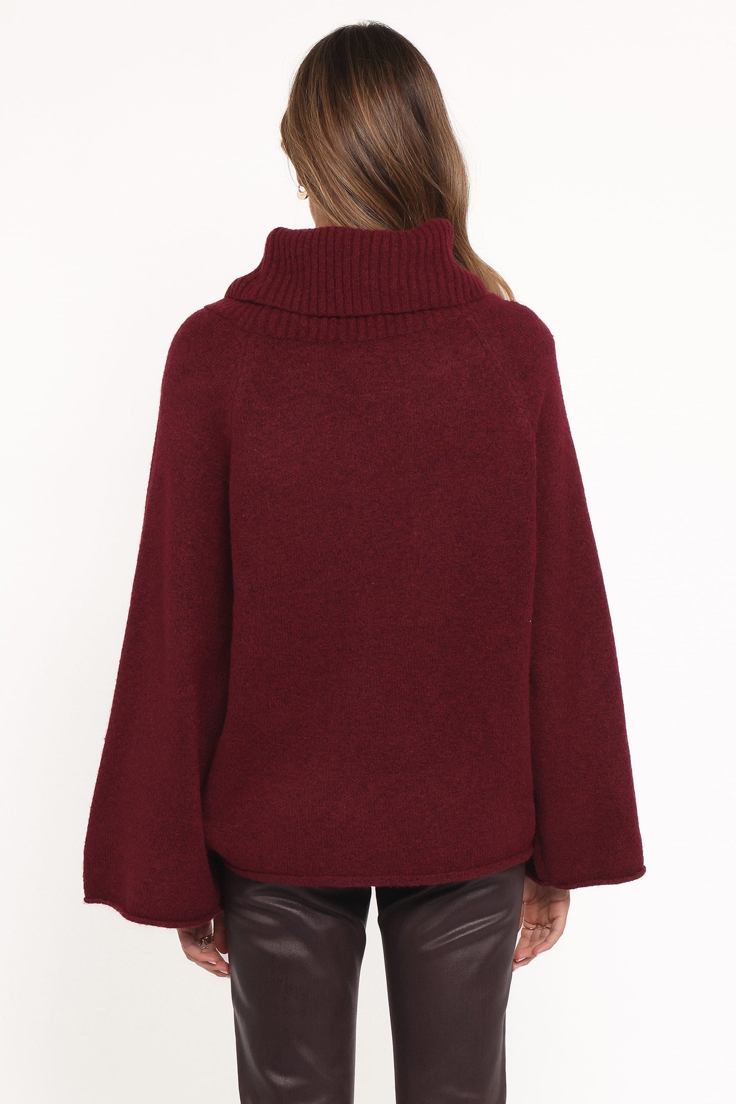 Bindy Cowlneck Knit Sweater - Wine