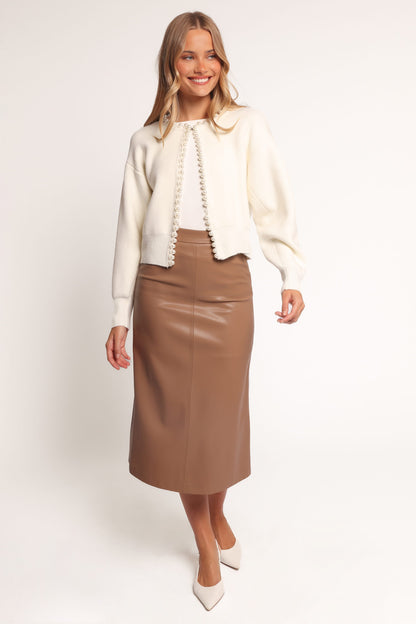 Bloom Pearl Knit Cardigan - Cream