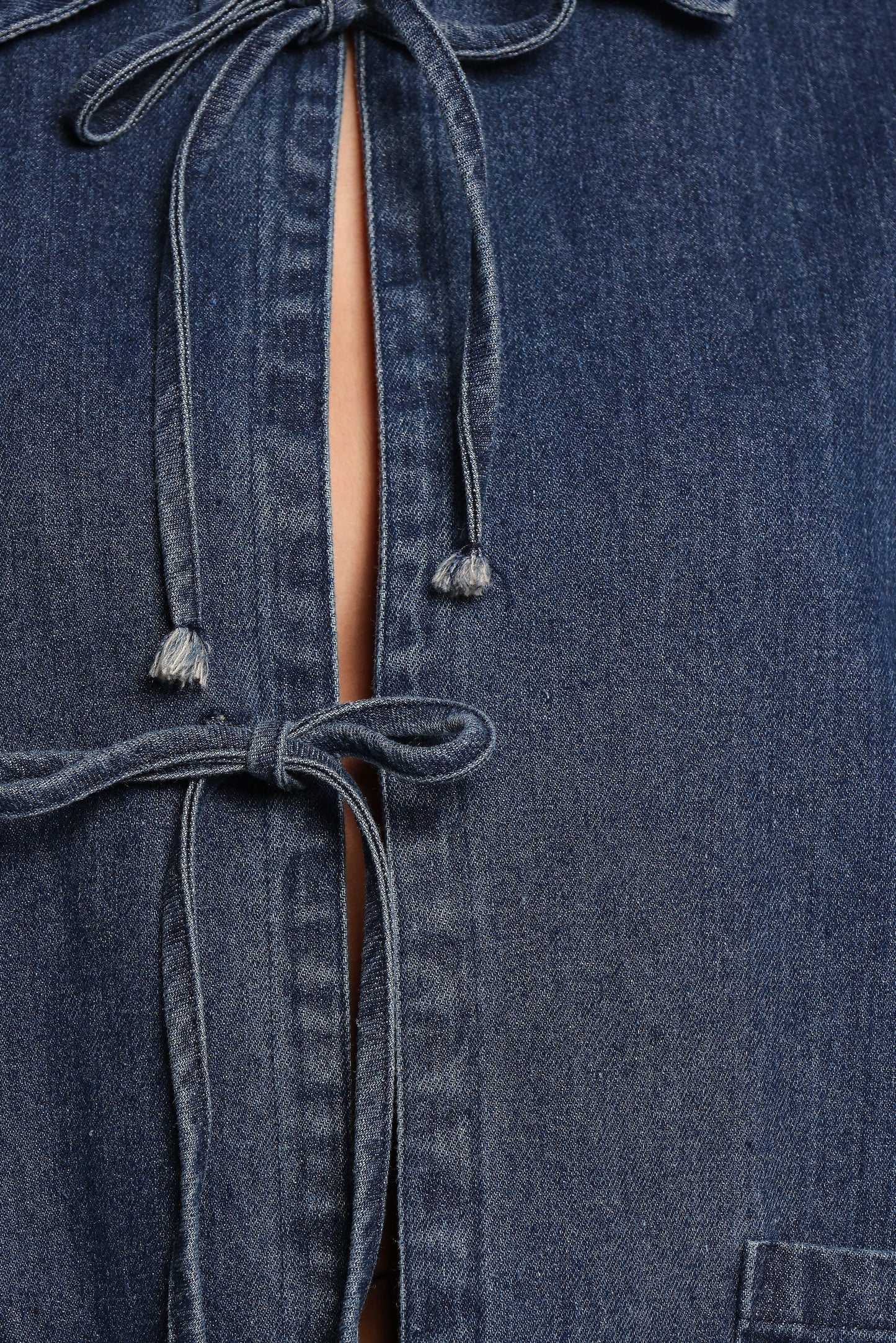 Avon Bow Front Denim Shacket - Denim