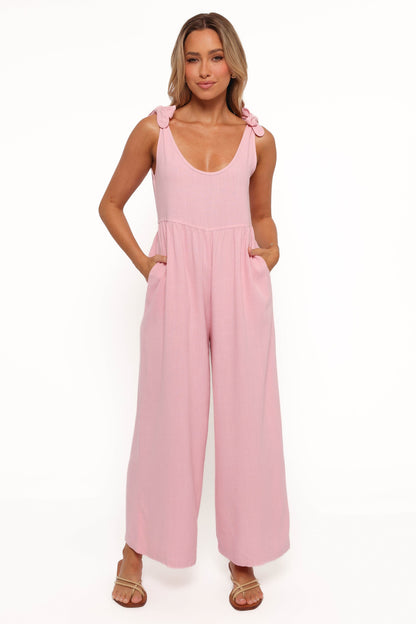 Ayla Linen Jumpsuit - Pale Pink