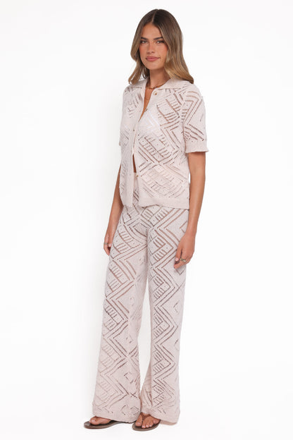 Briony Knit Pant Set - Cream