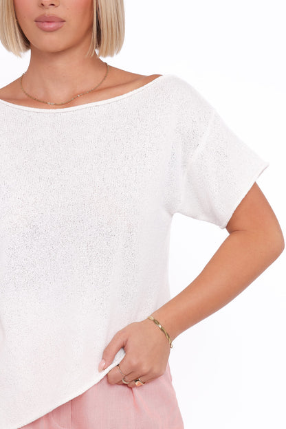 Ardena Boucle Knit Top - Cream