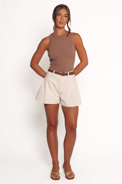 Ari Ribbed Tank - Mocha