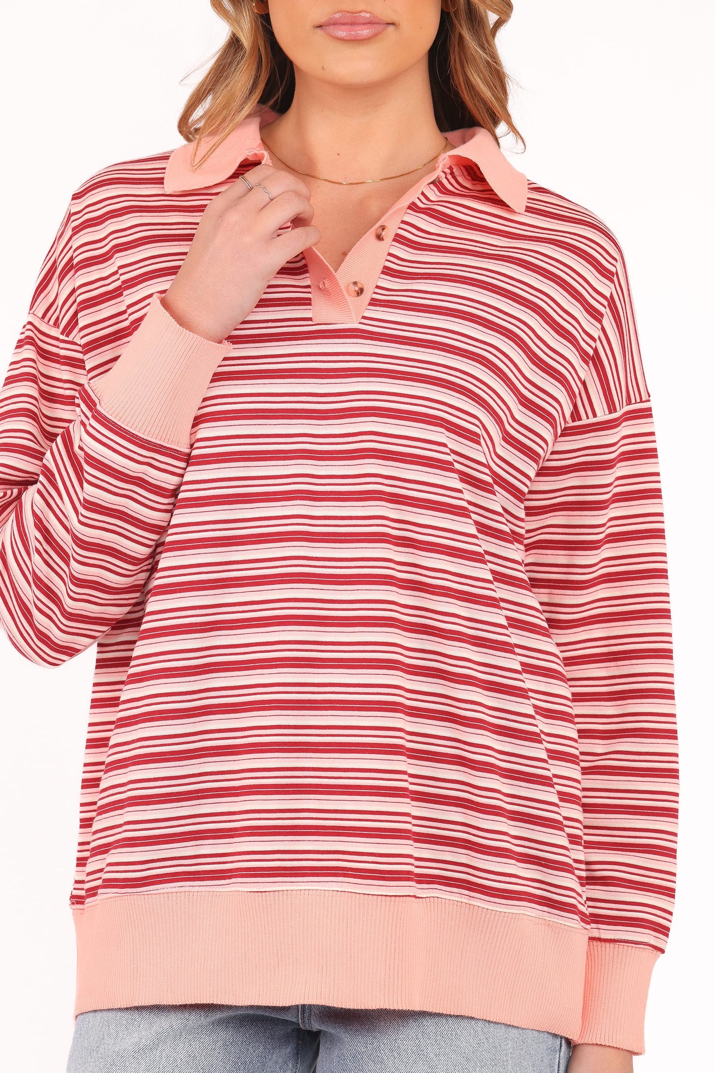 Beau Long Sleeve Jersey Top - Pink Stripe