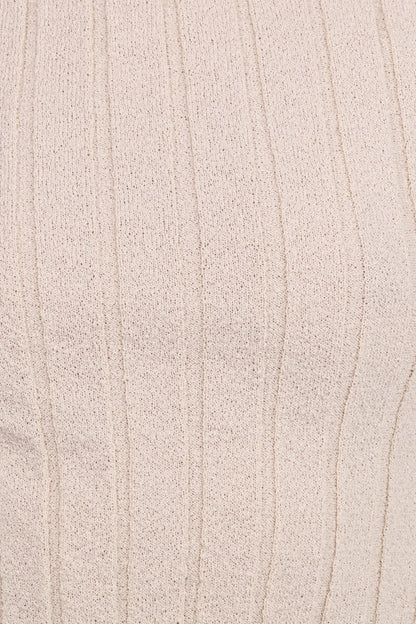 Brodie Wide Rib Knit Top - Beige