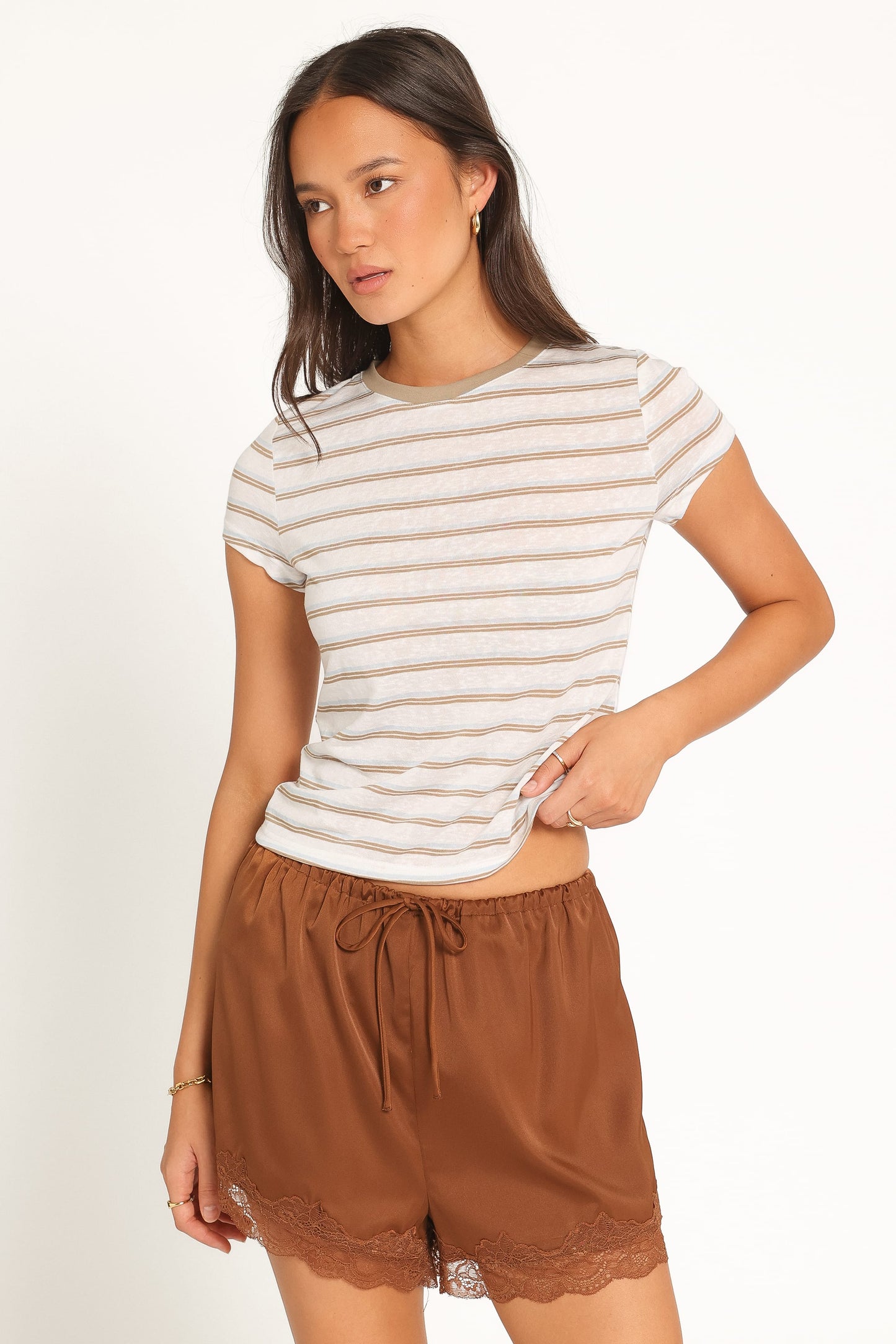 Billi Baby Tee - Beige Stripe